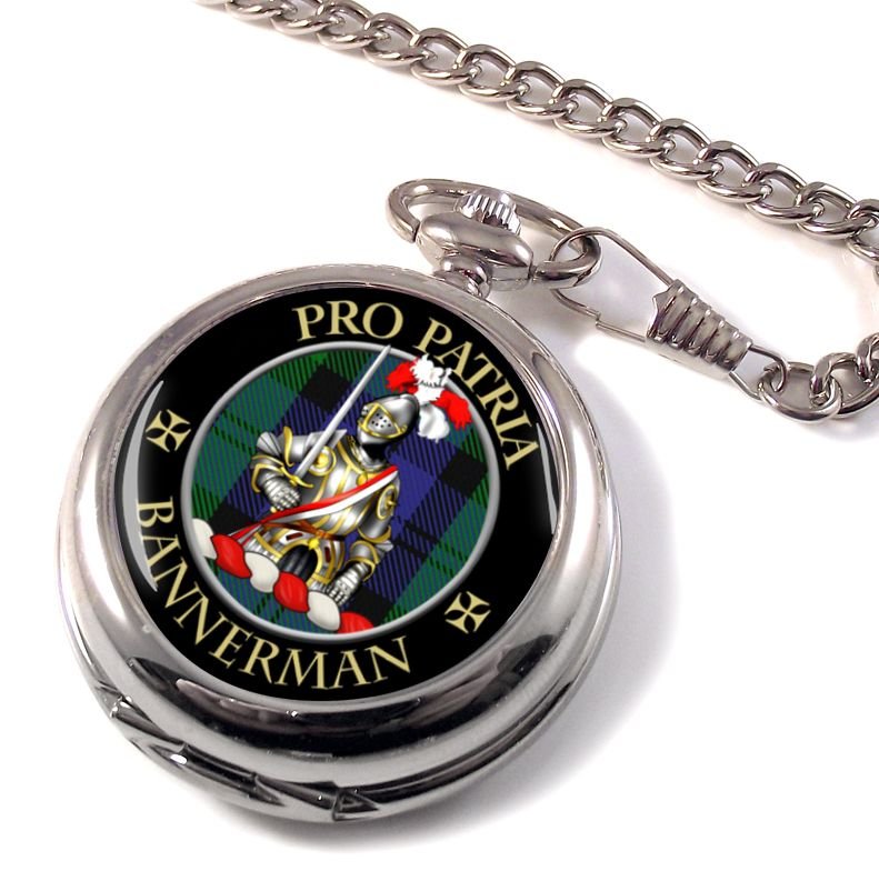 Image 1 of Bannerman Clan Crest Round Shaped Chrome Plated Pocket Watch