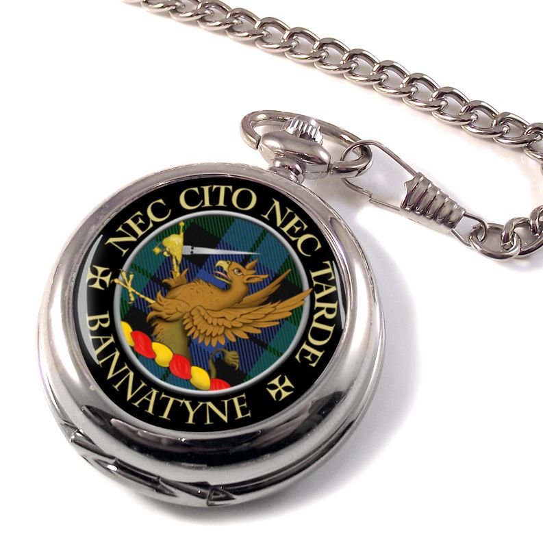 Image 1 of Bannatyne Clan Crest Round Shaped Chrome Plated Pocket Watch