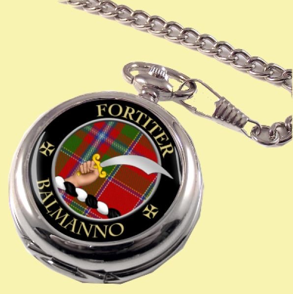 Image 0 of Balmanno Clan Crest Round Shaped Chrome Plated Pocket Watch