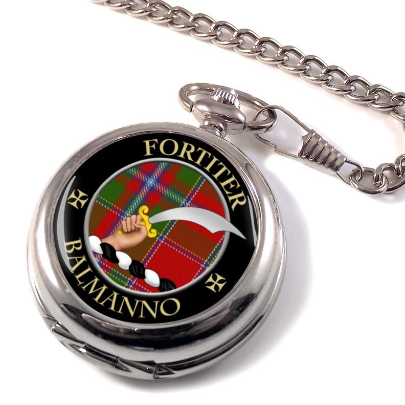 Image 1 of Balmanno Clan Crest Round Shaped Chrome Plated Pocket Watch