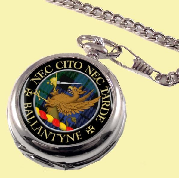 Image 0 of Ballantyne Clan Crest Round Shaped Chrome Plated Pocket Watch