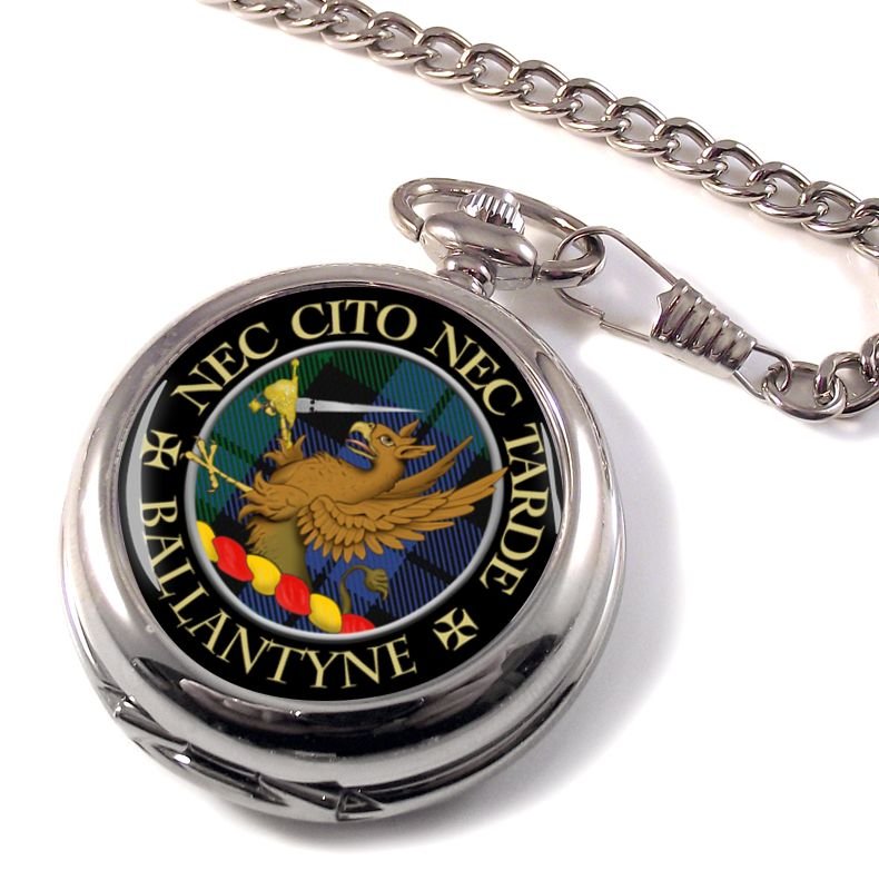 Image 1 of Ballantyne Clan Crest Round Shaped Chrome Plated Pocket Watch