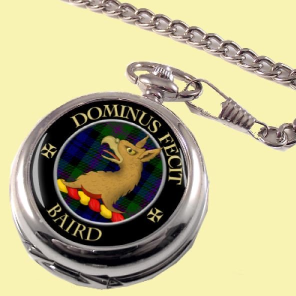 Image 0 of Baird Clan Crest Round Shaped Chrome Plated Pocket Watch