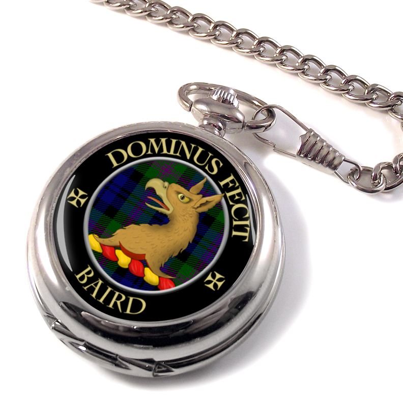 Image 1 of Baird Clan Crest Round Shaped Chrome Plated Pocket Watch