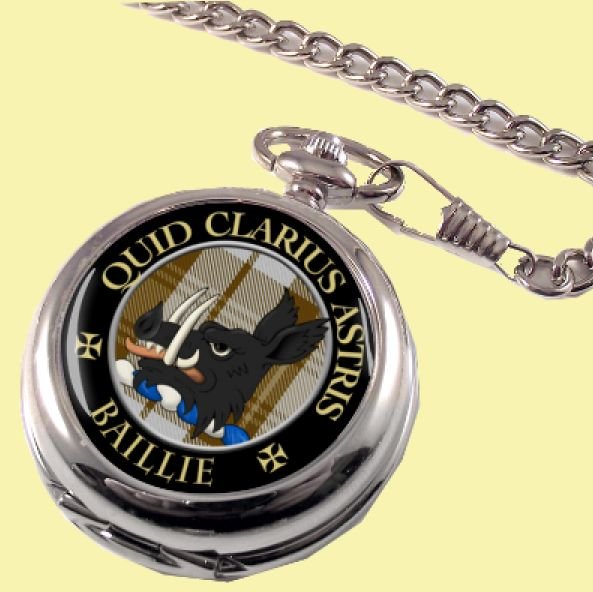 Image 0 of Baillie Clan Crest Round Shaped Chrome Plated Pocket Watch