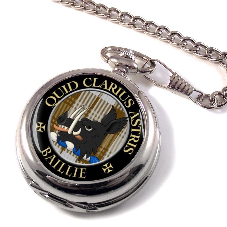 Image 1 of Baillie Clan Crest Round Shaped Chrome Plated Pocket Watch