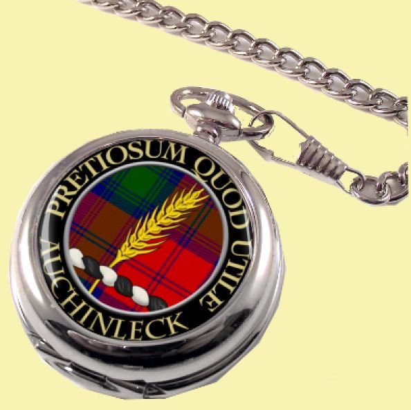 Image 0 of Auchinleck Clan Crest Round Shaped Chrome Plated Pocket Watch