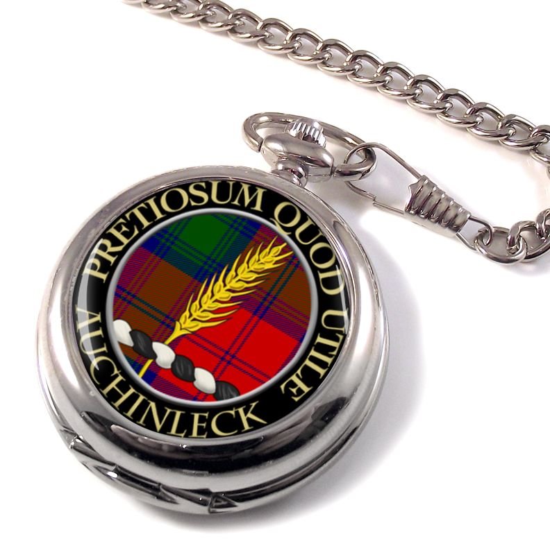 Image 1 of Auchinleck Clan Crest Round Shaped Chrome Plated Pocket Watch