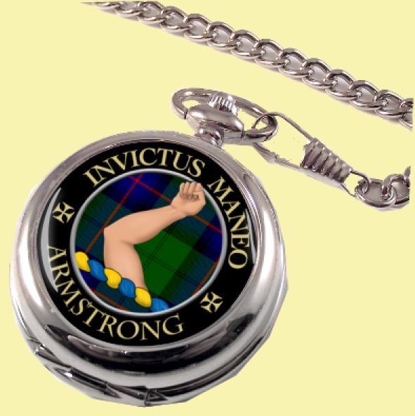 Image 2 of Armstrong Clan Crest Round Shaped Chrome Plated Pocket Watch