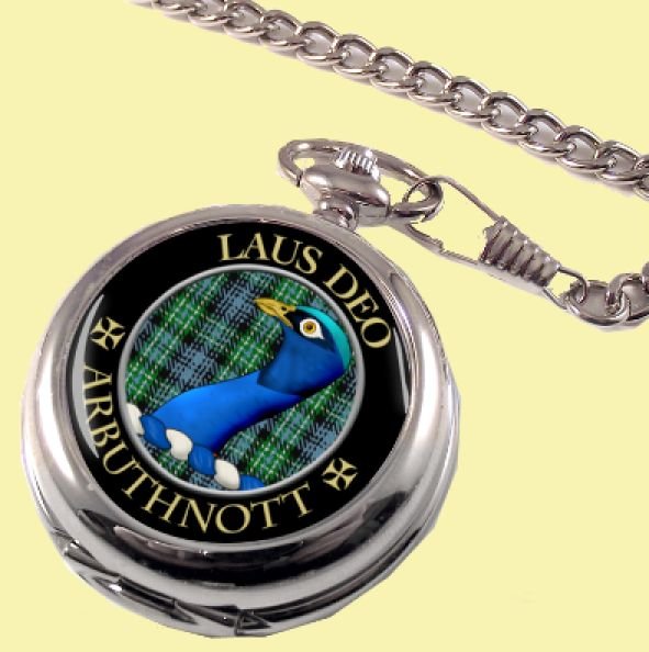 Image 0 of Arbuthnott Clan Crest Round Shaped Chrome Plated Pocket Watch