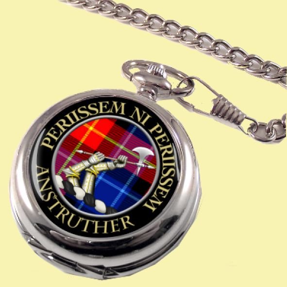 Image 0 of Anstruther Clan Crest Round Shaped Chrome Plated Pocket Watch
