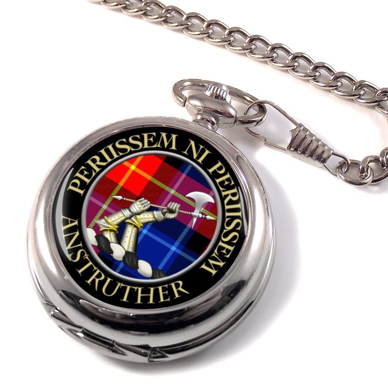 Image 1 of Anstruther Clan Crest Round Shaped Chrome Plated Pocket Watch