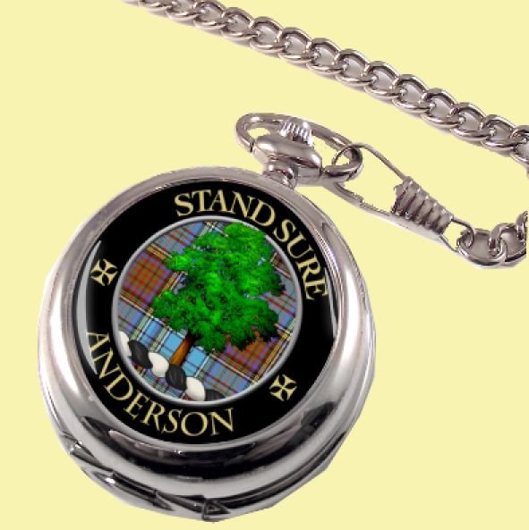Image 0 of Anderson Clan Crest Round Shaped Chrome Plated Pocket Watch