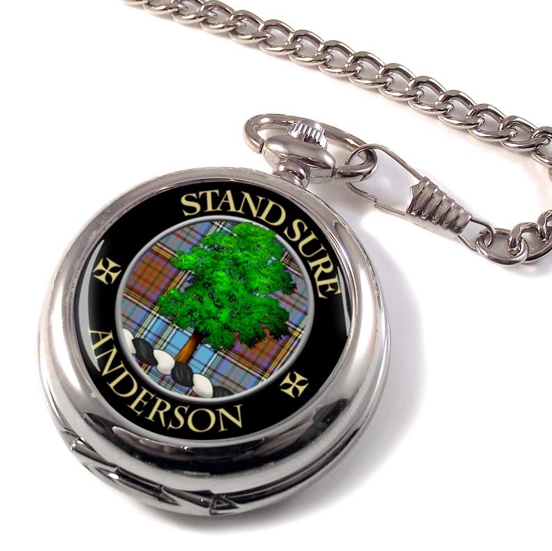 Image 1 of Anderson Clan Crest Round Shaped Chrome Plated Pocket Watch