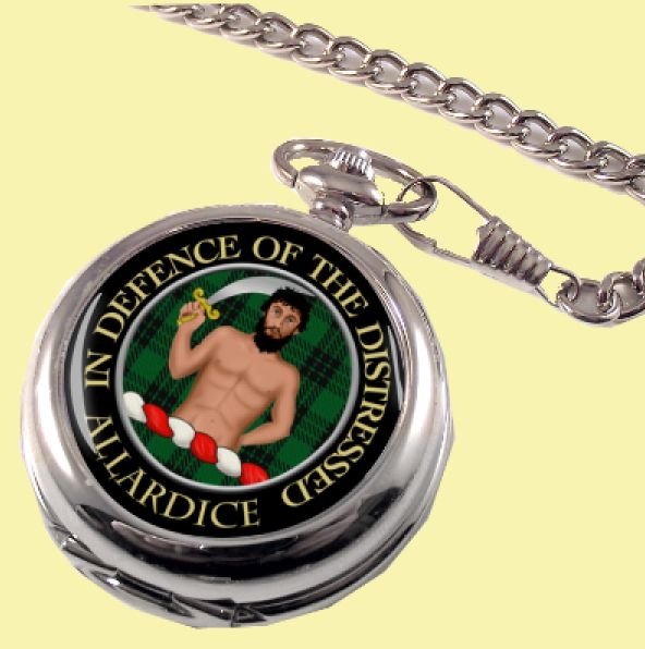 Image 0 of Allardice Clan Crest Round Shaped Chrome Plated Pocket Watch
