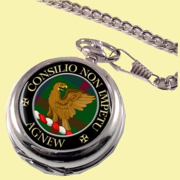 Image 0 of Agnew Clan Crest Round Shaped Chrome Plated Pocket Watch