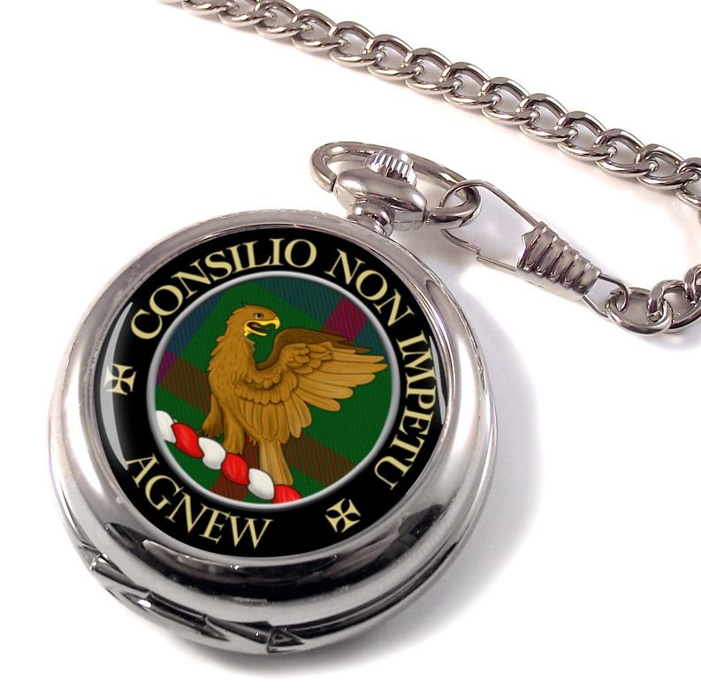 Image 1 of Agnew Clan Crest Round Shaped Chrome Plated Pocket Watch