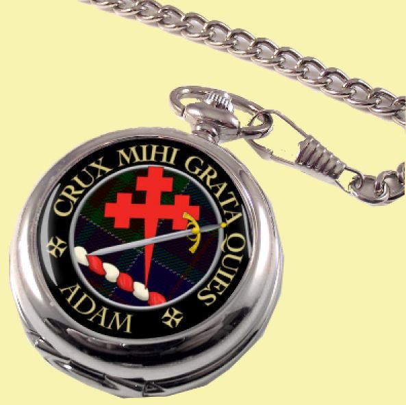 Image 0 of Adam Clan Crest Round Shaped Chrome Plated Pocket Watch