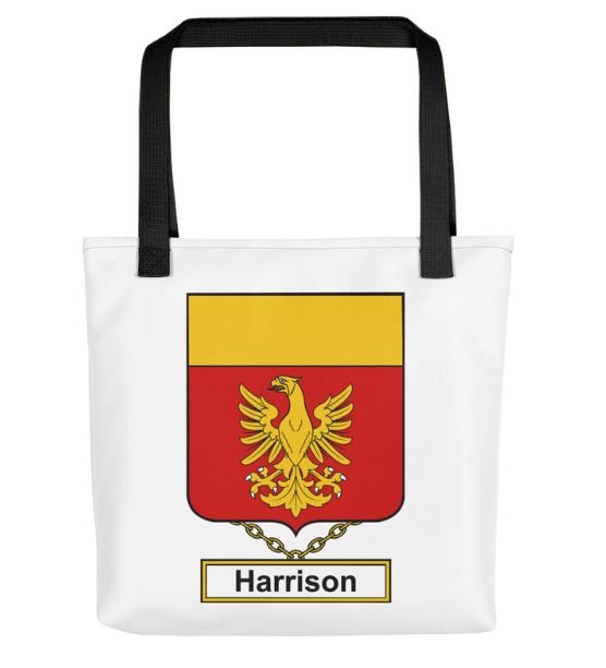 Image 1 of Your English Coat of Arms Surname Double Sided Polyester Custom Tote Bag