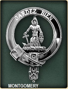 Image 2 of Montgomery Clan Badge Polished Sterling Silver Montgomery Clan Crest