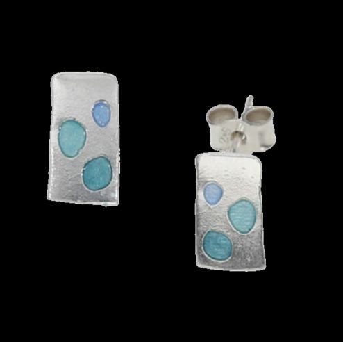 Image 0 of Cribbar Glas Mor Enamel Sterling Silver Small Stud Earrings