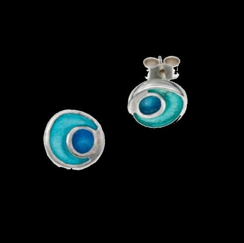 Image 0 of Lagoon Glas Mor Enamel Sterling Silver Small Stud Earrings