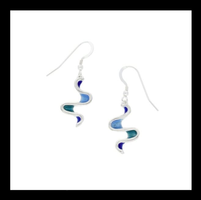 Image 0 of Morrep Glas Mor Enamel Twist Sterling Silver Sheppard Hook Earrings