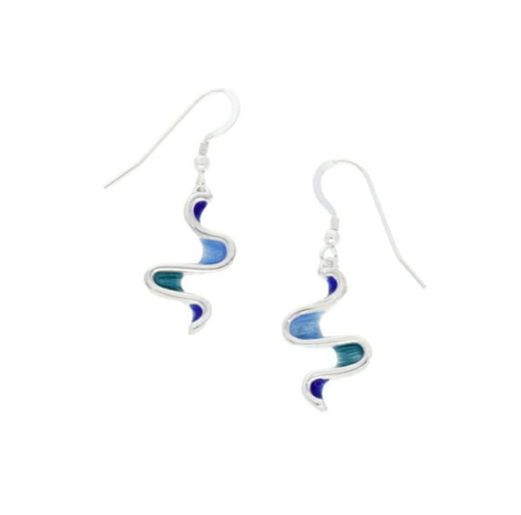 Image 1 of Morrep Glas Mor Enamel Twist Sterling Silver Sheppard Hook Earrings