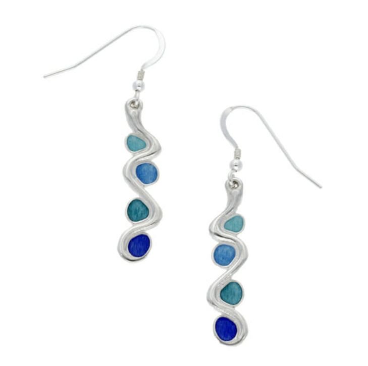 Image 1 of Pollow Drop Glas Mor Enamel Sterling Silver Sheppard Hook Earrings