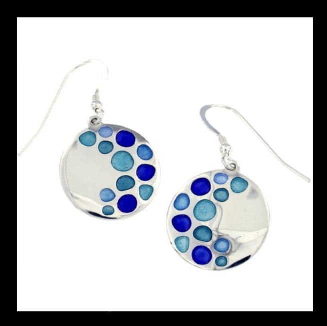 Image 0 of Bay Circular Glas Mor Enamel Sterling Silver Sheppard Hook Earrings