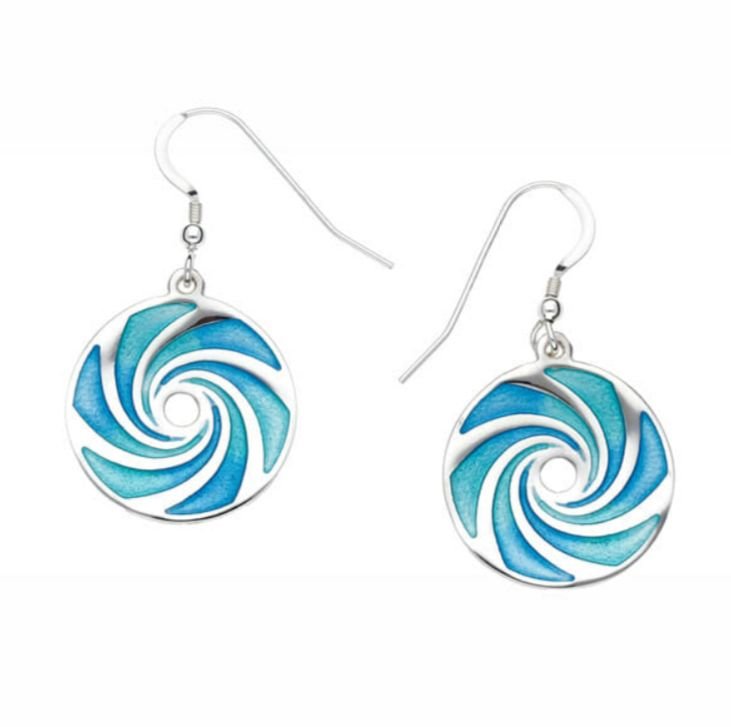 Image 1 of Maelstrom Circular Glas Mor Enamel Sterling Silver Sheppard Hook Earrings