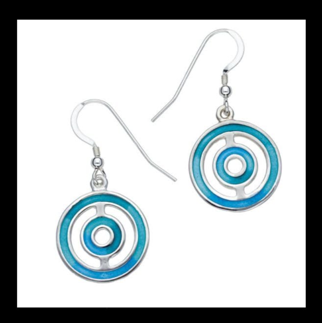 Image 0 of Keynvor Circular Glas Mor Enamel Sterling Silver Sheppard Hook Earrings