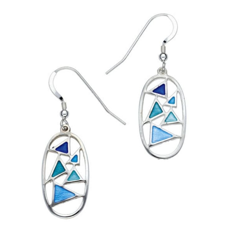 Image 1 of Flotilla Drop Glas Mor Enamel Sterling Silver Sheppard Hook Earrings