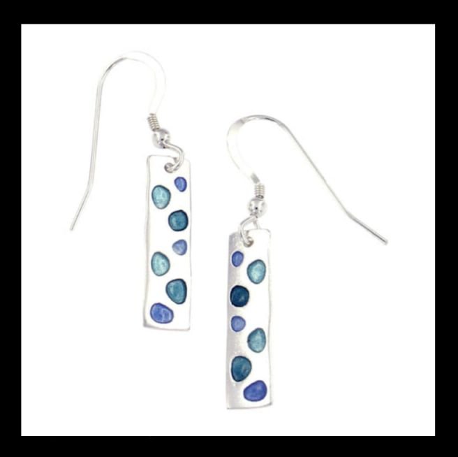 Image 0 of Cribbar Drop Glas Mor Enamel Sterling Silver Sheppard Hook Earrings