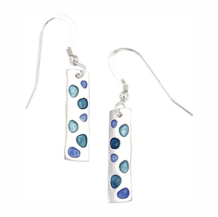 Image 1 of Cribbar Drop Glas Mor Enamel Sterling Silver Sheppard Hook Earrings