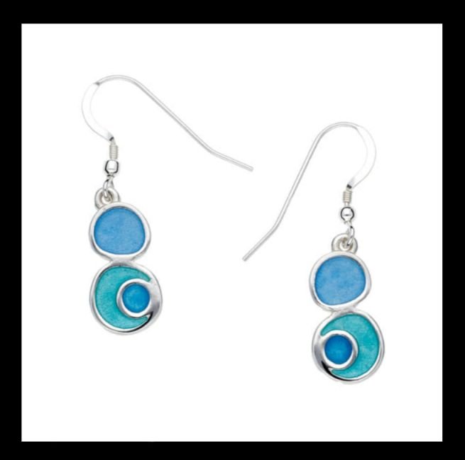 Image 0 of Lagoon Drop Glas Mor Enamel Sterling Silver Sheppard Hook Earrings