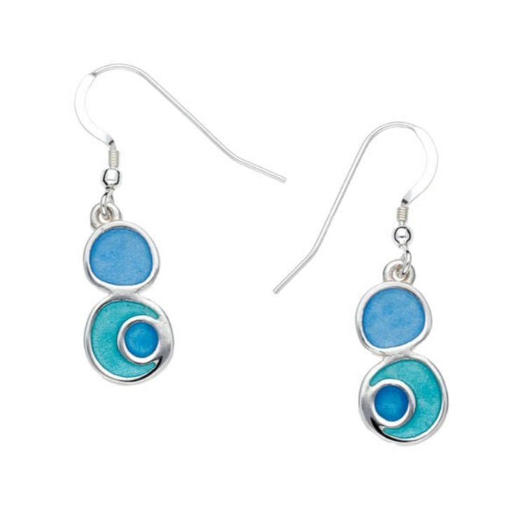 Image 1 of Lagoon Drop Glas Mor Enamel Sterling Silver Sheppard Hook Earrings