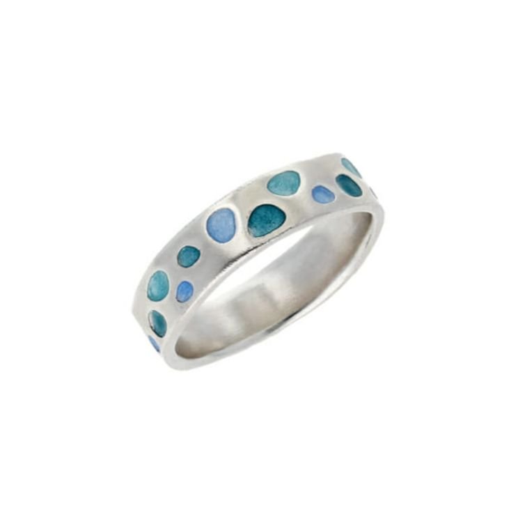 Image 1 of Cribbar Glas Mor Enamel Sterling Silver Ladies Ring