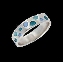 Cribbar Glas Mor Enamel Sterling Silver Ladies Ring