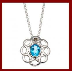 Blue Topaz Celtic Knotwork Cornish Tin Pendant