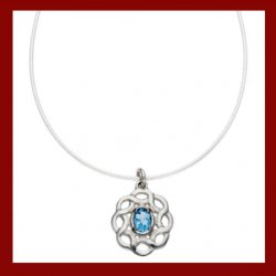 Blue Topaz Celtic Knotwork Small Cornish Tin Pendant