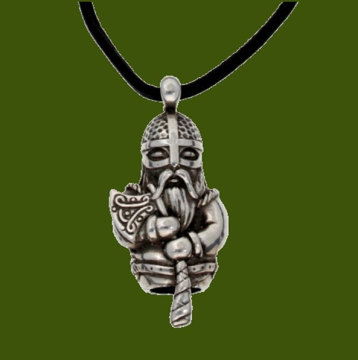 Image 0 of Norseman Thor Viking Themed Pewter Leather Cord Pendant
