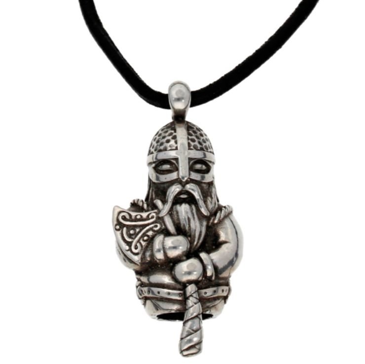 Image 1 of Norseman Thor Viking Themed Pewter Leather Cord Pendant