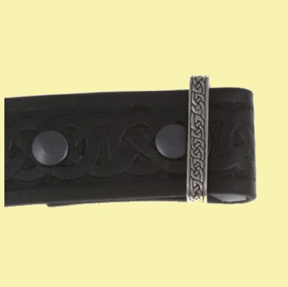 Image 0 of Celtic Knotwork Keeper Embossed Black Leather Mens Belt