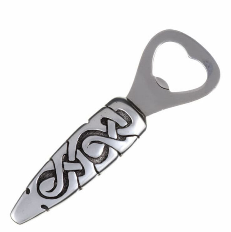 Image 1 of Epona Sword Embossed Celtic Knotwork Stylish Pewter Bottle Opener