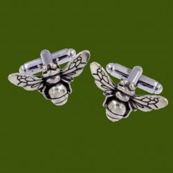 Bee Insect Themed Antiqued Mens Stylish Pewter Cufflinks