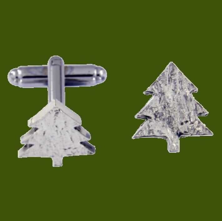 Image 0 of Christmas Tree Textured Mens Stylish Pewter Cufflinks