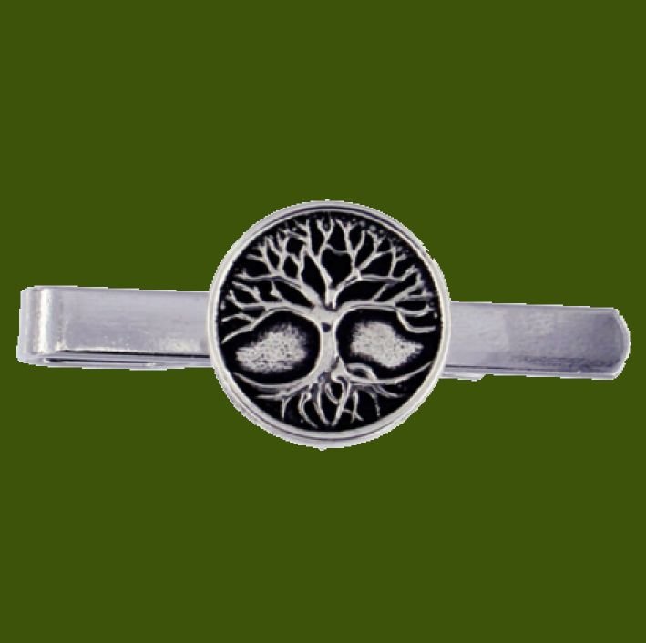 Image 0 of Tree Of Life Circular Antiqued Mens Stylish Pewter Tie Bar