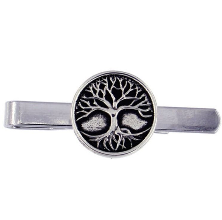 Image 1 of Tree Of Life Circular Antiqued Mens Stylish Pewter Tie Bar