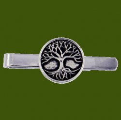 Tree Of Life Circular Antiqued Mens Stylish Pewter Tie Bar